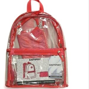 Eastsport Clear Backpack  & Belt Bag With Red Accents - Stadium Approved